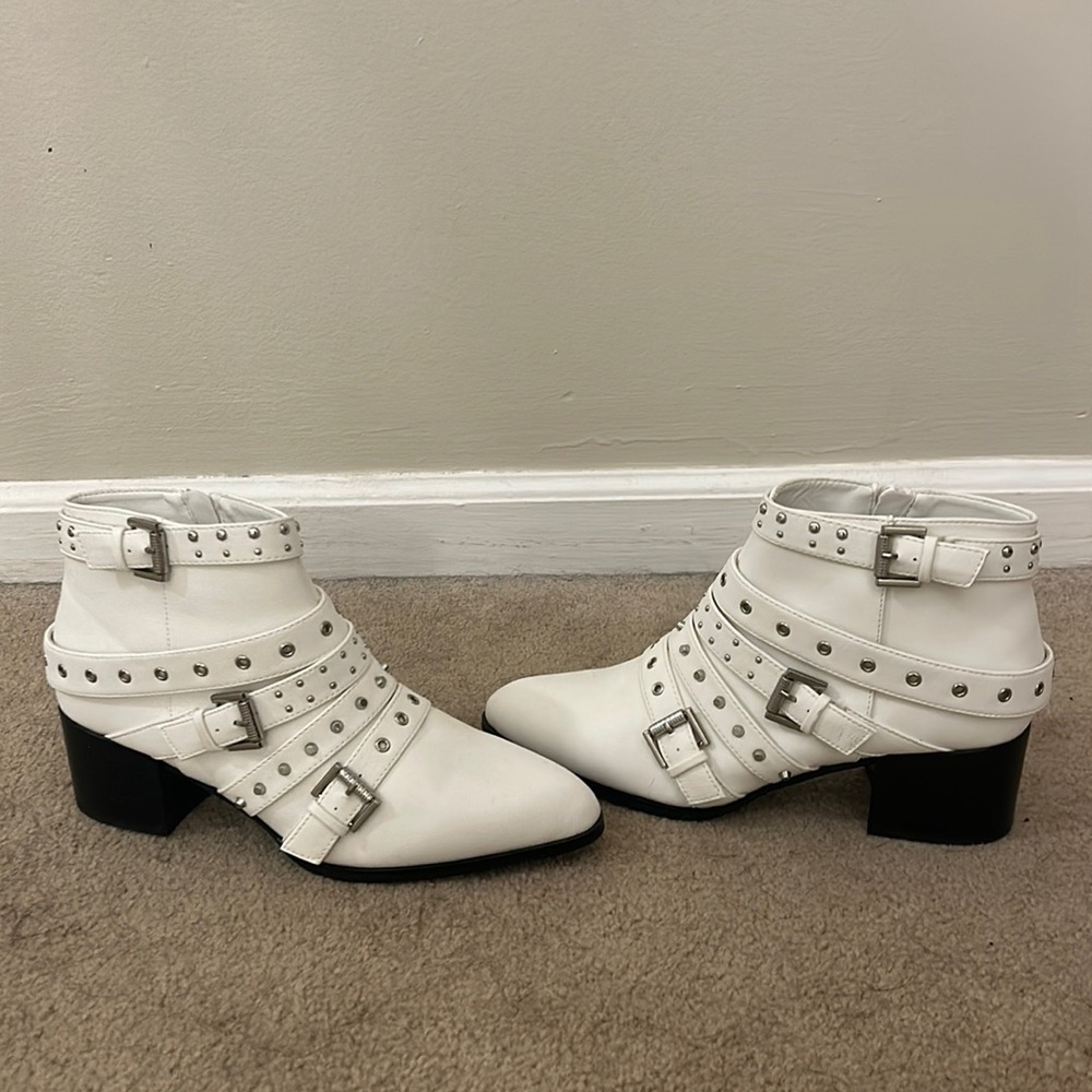 White studded boots
